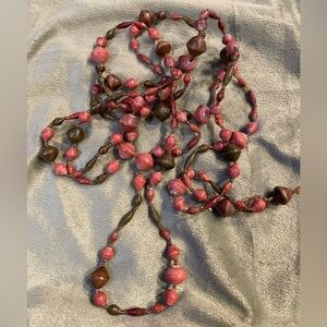 Bead for Life Made in Uganda Paper Roll Beaded Long Necklace.